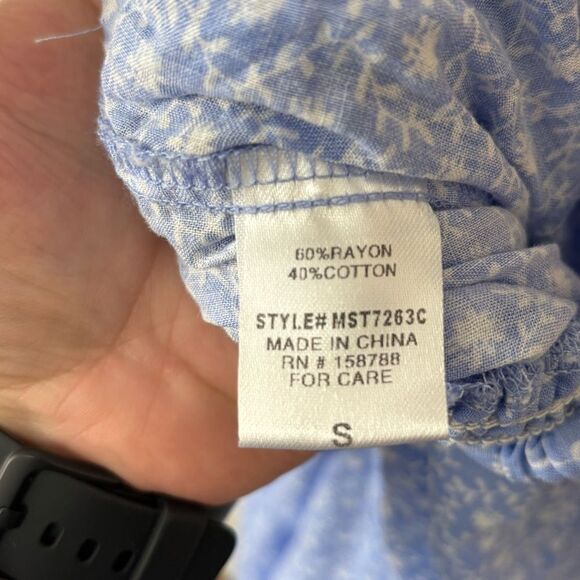 Mable Blue Floral Elastic Waist Jogger Lightweight Pants Small - Picture 5 of 5